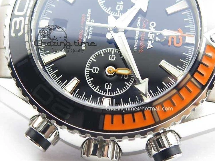 0413 Sustainable Planet Ocean Master Chronometer Chrono SS OM 1:1 Best Edition Black Dial On SS Bracelet A 8179